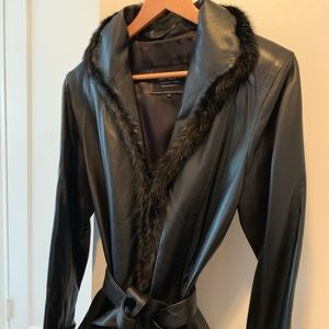 Leather Fur Trimmed Trench (Belt optional)